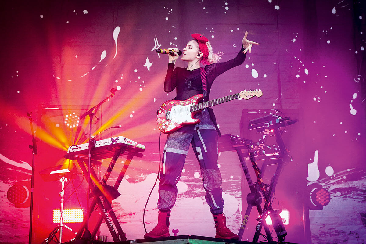 Grimes musician on stage